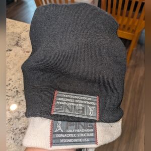 Ping Black and Cream Golf Beanie